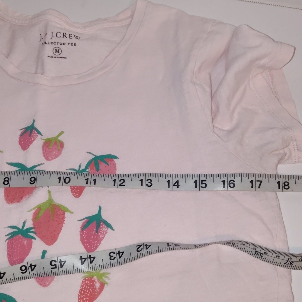 J.Crew  Pink Strawberry Short Sleeve Collector Tee  Size Medium - Picture 6 of 7